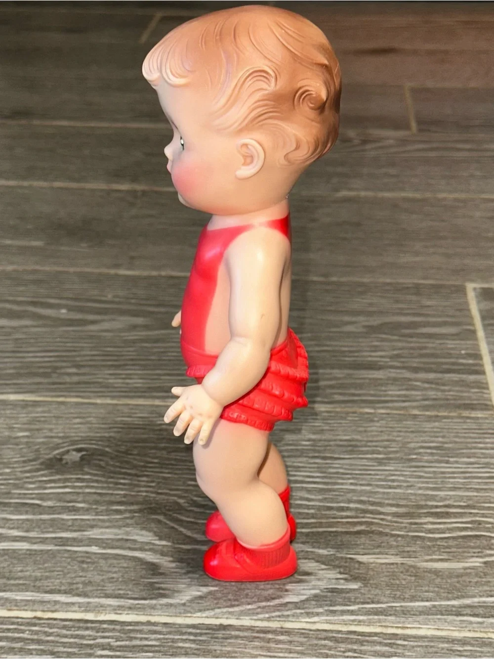 Vintage 1956 The Sun Rubber Co. Girl Doll Light Brown Wavy Hair Green Eyes